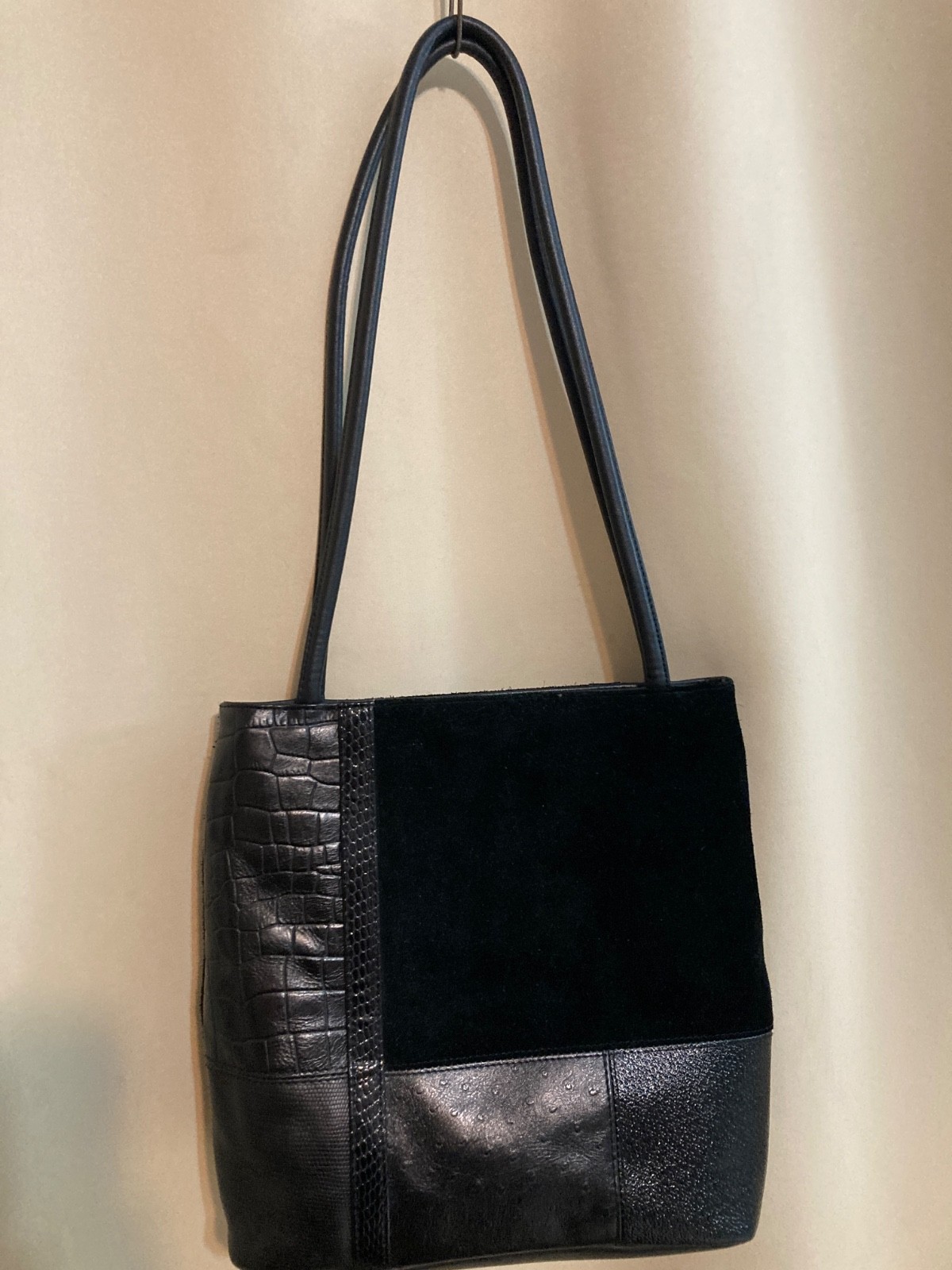 Giani Bernini  Black Patchwork Leather  Shoulder … - image 1