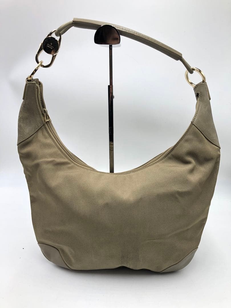 GUCCI 001 4157 002058 Shoulder Bag Canvas Beige Silver Hardware Logo From Japan thumbnail 2