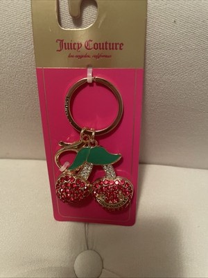 Juicy Couture Red Cherry Bling Keychain Bag Charm Gold Viral Vintage Inspired