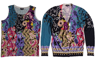 Womens Etro Milano Cashmere Silk Long Sleeve Floral Print Twin Set Italy 44 US L
