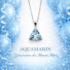 Aquamarin Geburtsstein März Anhänger mit Kette Sterlingsilber925 mit Geschenkbox