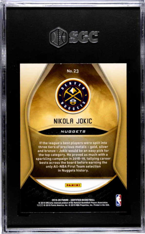 2019-20 Panini Certified #23 Nikola Jokic SGC 9.5 Mint+ Gold Team - Image 2 of 2