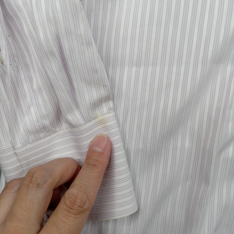 Camisa de vestir Nordstrom para hombre 16,5 36 púrpura rayas algodón egipcio italiano Oxford Foto 2 de 4