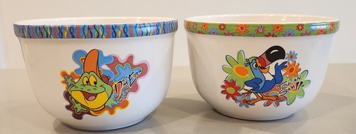 Kellogg's 2002 Set Of 2 Dig Em Frog and Tucan Sam Cereal Bowl Used