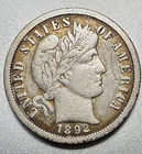 1892-O  BARBER DIME   VF+ DETAILS   BETTER DATE  #1161