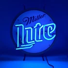 Vintage Miller Lite Beer Glass Neon Sign Round 16" Bar Pub Mancave Lounge Decor