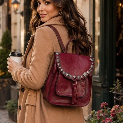 Patricia Nash Jovanna Renaissance Coin Leather Backpack Oxblood NWT Artisan