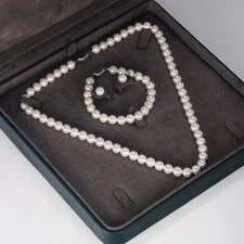 Freshwater Cultured Pearl Necklace Earring Bracelet Set Elegant Ladies Jewellery