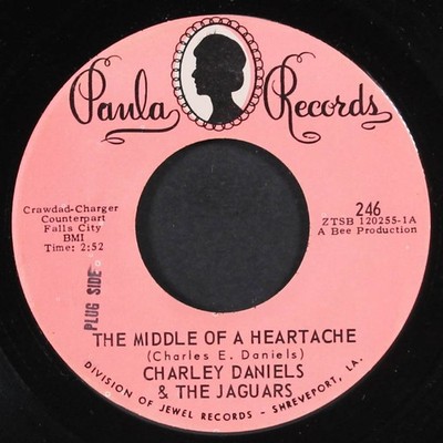 CHARLIE DANIELS & JAGUARS: the middle of a heartache / skip it PAULA 7'' Single