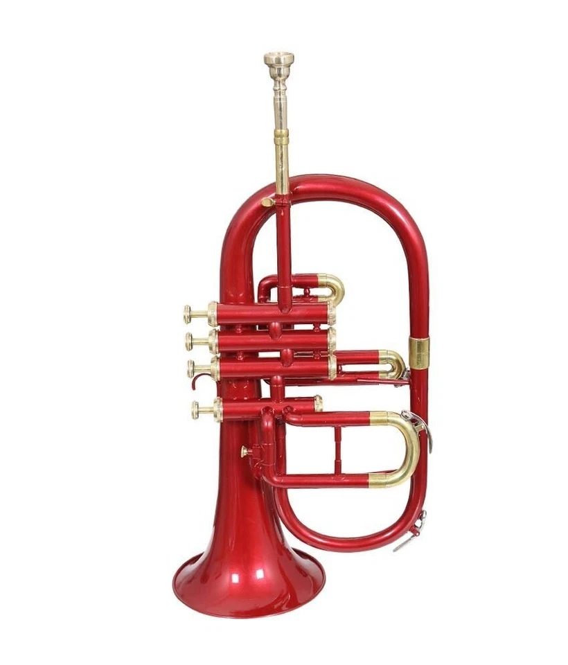4 VALVE Flugel horn RED BRASS finish BB pitch with Hard case And MOUTHPIECE - Image 4 of 4