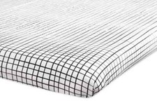 Bedding by Babyletto Mini Crib Sheet Fitted Tuxedo Grid Black  White Unisex NEW