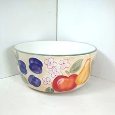 Home Brand Serving Bowl Centerpiece Dish Ceramic w/ Fruit Motif Large 11" Wide