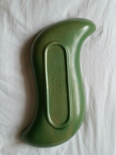 mid century modern RED WING POTTERY M-1447 Console bowl Green 12 inch length - Picture 4 of 6