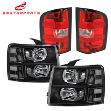 Black Headlight +Tail Light For 2007-2013 Silverado 1500 2007-2014 2500HD 3500HD