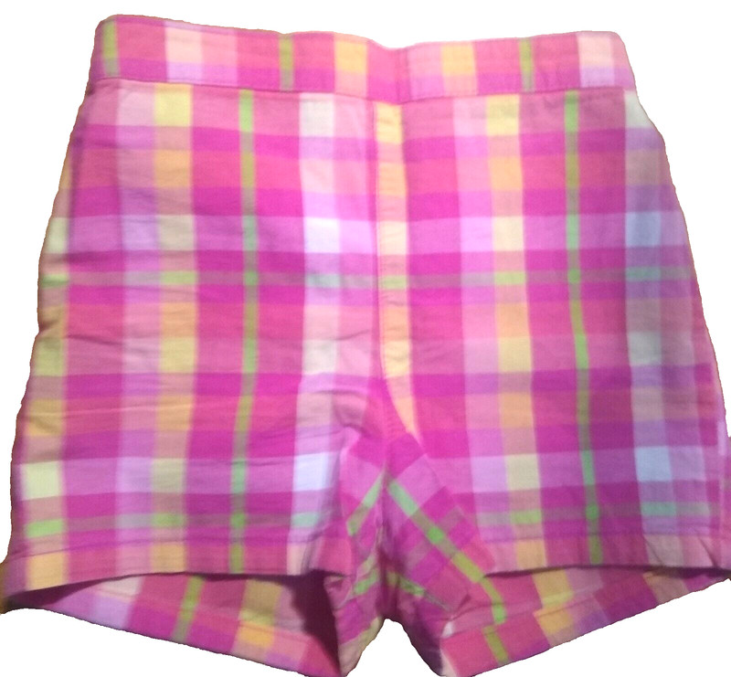 GARANIMALS GIRLS MULTI-COLOR CHECKERED SHORTS, SIZE 5T, PRE-OWNED