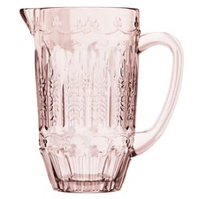 elle décor Vintage Glass Pitcher | Water Carafe Jug | 43.9 OZ - Pink