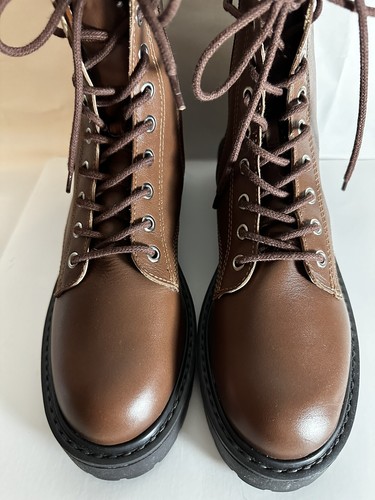 Neu im Karton Steve Madden Damenstiefel Combat Schnürstiefel Leder Reißverschluss Knöchel braun Größe 7,5M - Bild 4 von 13