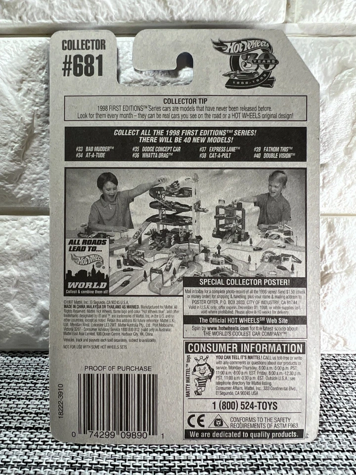 Hot Wheels 1998 First Editions #38 of 40 Cars Cat-A-Pult Collector #681 Red - Image 4 of 4