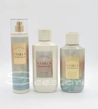 Bath & Body Works Vanilla Romance Body Mist Shower Gel & Lotion Set of 3