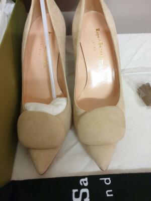 Chaussures Rupert Sanderson Pierrot En Daim Babeurre - Taille UK 2.5 / EU 35.5, Talon Moyen, Neuf En Boîte