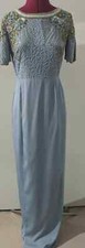 NEW Virgos Lounge Olivia Embellished Shoulder Maxi Dress Ice Blue UK Size 10