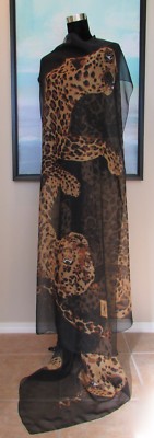 VTG 80's Yves Saint Laurent LEOPARD Chiffon Silk Oversized Couture