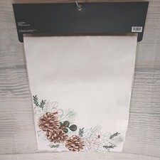 New Pinecone Cutout Edge Winter Christmas Table Runner 72  x13  Lodge Woodland