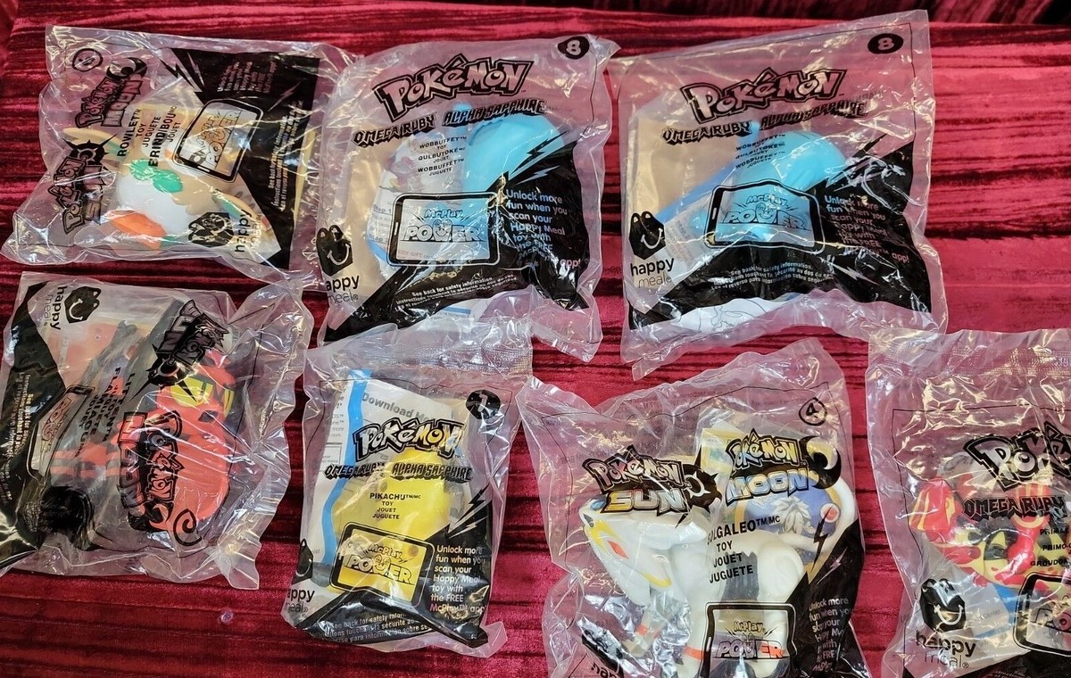 7X McDonald's Happy Meal Pokemon Toys w/ Card LOT All Sealed In Bag NIP