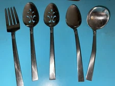 Oneida 5 Pc Ladle Fork Slot Spoon Serving Set W.M. Dalton Brookwood Stainless