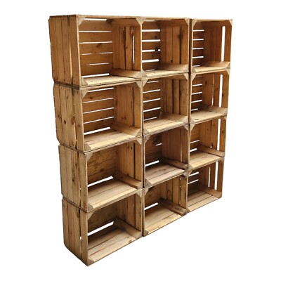 Holzkisten Obstkisten Weinkisten Apfelkisten BOXEN 12er Set 50 x 40 x 30cm -TOP