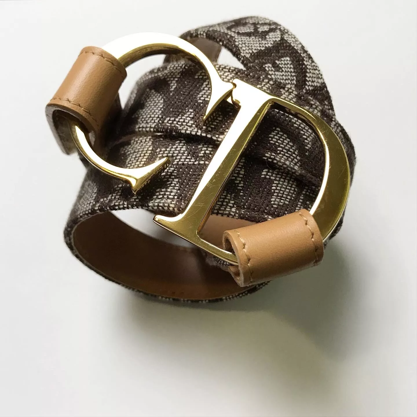 Ceinture CD vintage Dior marron/or monogramme taille 90