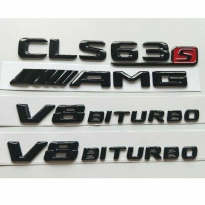 Gloss Black 3D Letters CLS63s AMG V8 BITURBO Emblems for Mercedes Benz X218 C218