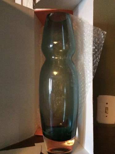 Vintage Waterford Mambo Smoky Blue Crystal Vase 16" Tall New In Box