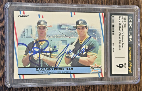 1988 Fleer #624 McGwire Canseco Dual Auto CGC 9 JSA Oakland’s Power Team