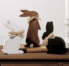 Rustic Wooden Bunny Table Centerpiece Signs, Farmhouse Tiered Tray Decor - 3pcs