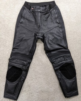 Belstaff Damen schwarz Leder Motorradhose UK 16 USA14 Schoeller Keprotec