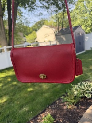 Vintage Coach Red Dinky 9375 Bag Made in New York City NYC 80 s w/Paperwork