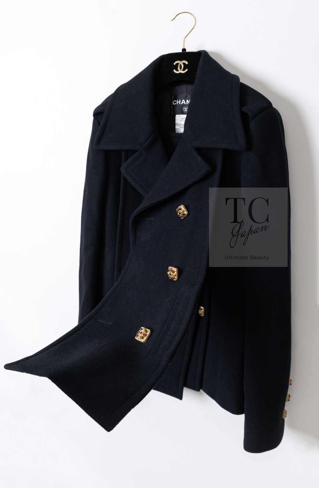 CHANEL 11PF Black Wool Gripoix Buttons Double Jacket Coat Karl Lagerfeld 36 US4 image 5