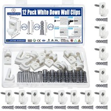 12 Pack White Wire Shelf Loop Clips Brackets Screws Expansion Tubes for Closet