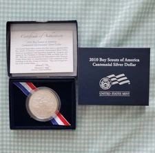 2010 Boy Scouts Commemorative Silver Dollar Coin OGP  & COA