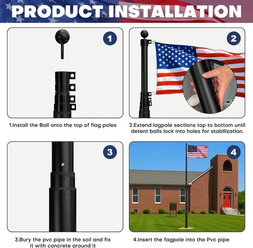 Heavy Duty Flag Pole Telescoping Freedom Edition 25 FT 12 Gauge Extra 25FT - Picture 6 of 7