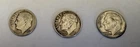 Lot of ( 3 ) Roosevelt 90% Silver Dimes (1)  1951 (2) 1963-D Circulated Ungraded