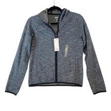 Uniqlo DRY Sweat Full Zip Hoodie Womens S Gray Marle Athleisure Gym Run Sport