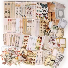200 Pcs Vintage Scrapbook Supplies Pack for Journaling Junk Planners DIY Craft