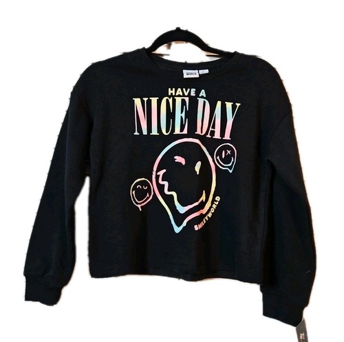 Girls Smiley Cropped Crewneck Sweatshirt Art Class Size L (10/12) - Picture 2 of 6