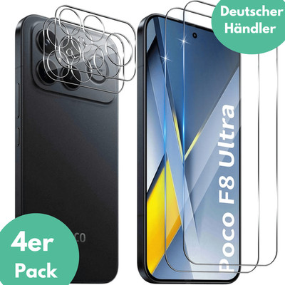 2X Schutzglas für Xiaomi Poco F8 Ultra Display Kamera Panzerfolie Full Screen 9H
