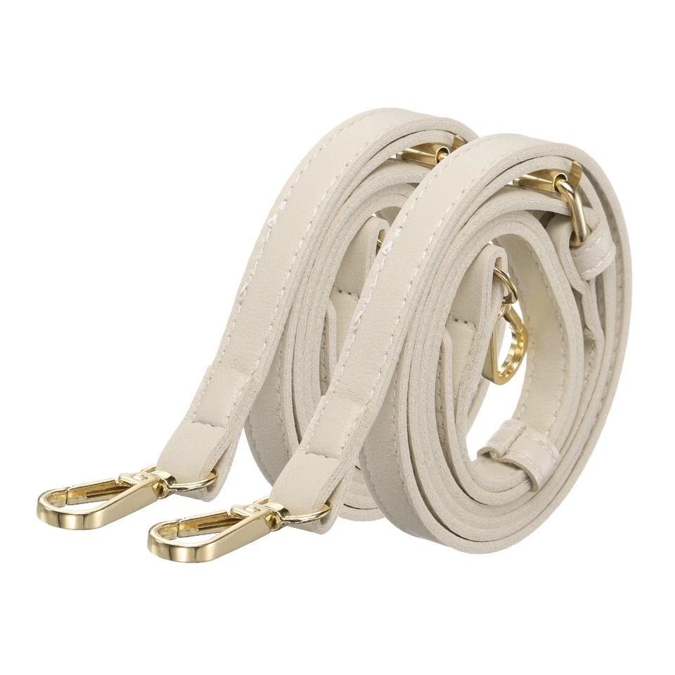 Lanières cuir sac [2] - Réglables 51,2 pouces - [Beige & Or] - Photo 1/4