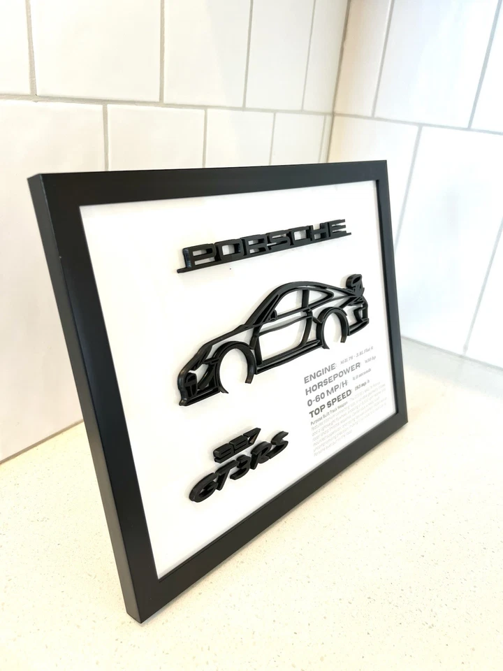 Porsche 977 Gt3 RS Framed Car Silhouette - Car Wall Art - Automotive Decor - Image 2 of 4