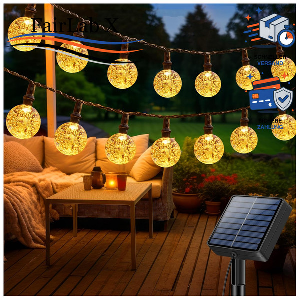 Solar Lichterkette AußEn Warmweiß 15M 8 Modi LED Gartenbeleuchtung-image