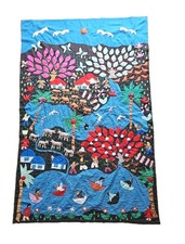 3D Quilt Nursery Wall Hanging Animals Houses Water Trees Clouds Handmade Sewn